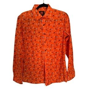 SIMON BANKS Halloween spooky print casual button down shirt size small